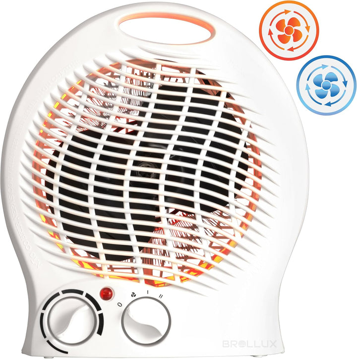 Brollux Elektroheizung 2000W mobiles Heizgerät mobiler Konvektor Elektrische Heizung mit Thermostat