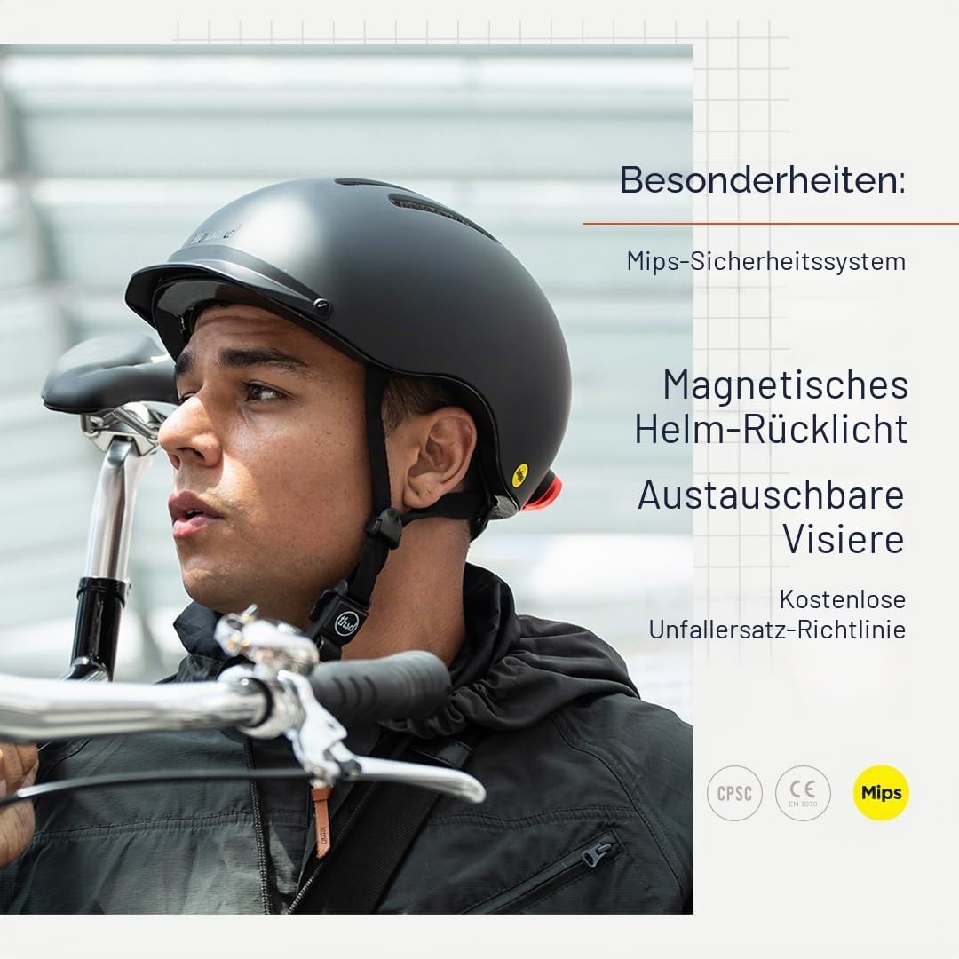 Thousand Chapter MIPS Fahrradhelm für Erwachsene, LED-Rücklicht, Radfahren & Fahrradsicherheitszerti