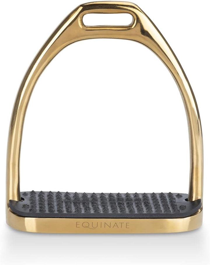 Equinate Steigbügel Luna 10cm Gold - Mit Anti-Rutsch Trittfläche aus Gummi - Für Erwachsene und Kind