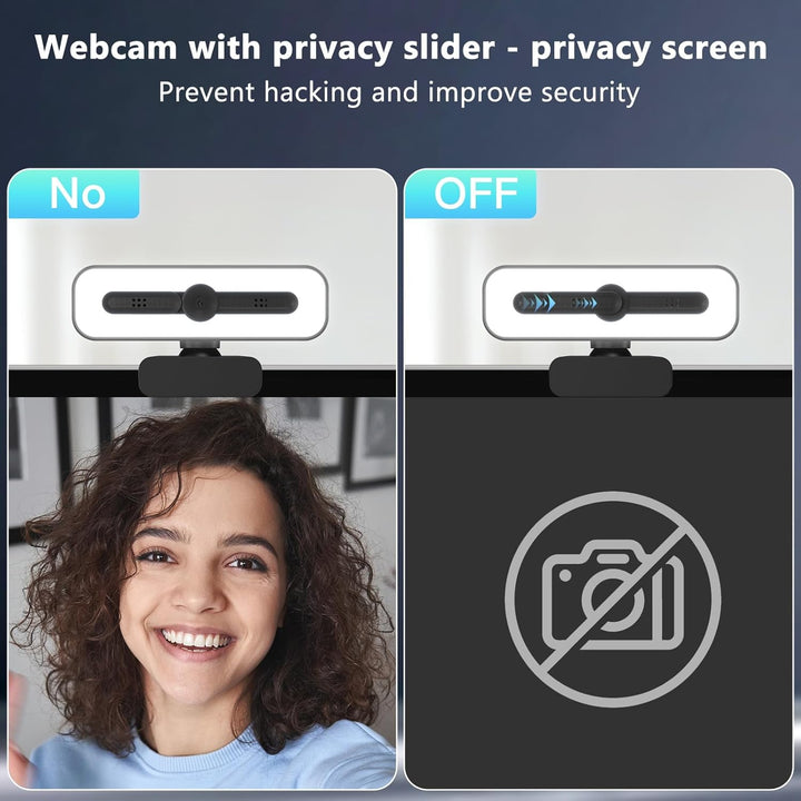 1080P Webcam mit Mikrofon und Licht,USB Webcam für PC Laptop Desktop.USB Kamera für Videoanruf und A