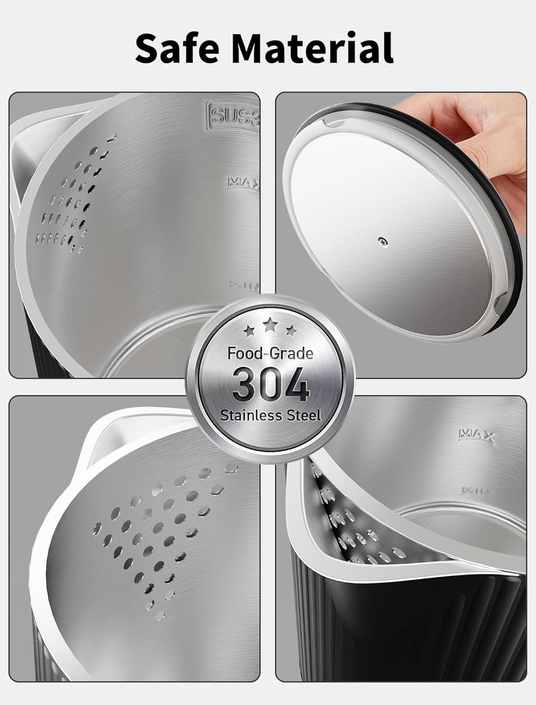 Fourward Wasserkocher - Edelstahl Kettle mit 1,7L Fassungsvermögen, 2200W Schnellkochfunktion, BPA-f