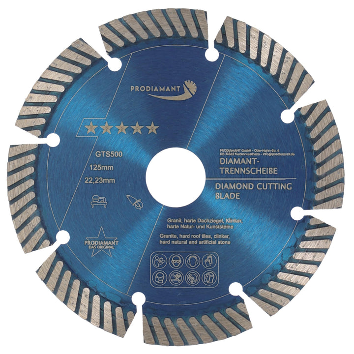 PRODIAMANT Fastcut Highspeed Diamant-Trennscheibe 125 mm x 22,23 mm für sehr harte Baustoffe wie Kal