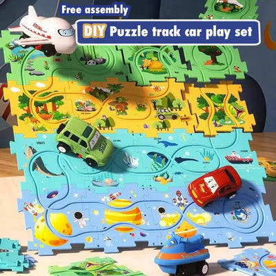 Auto Spielzeug Autorennbahn Spielzeugauto DIY-Puzzlebahn für Kinderspielzeug DIY-Route Cars Spielzeu