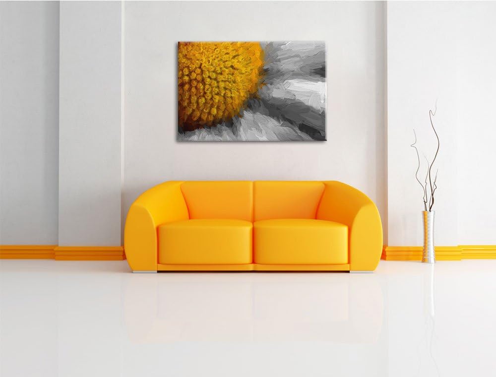prächtige kleine Margerite schwarz/weiss Deluxe Format: 100x70 cm auf Leinwand, XXL riesige Bilder f