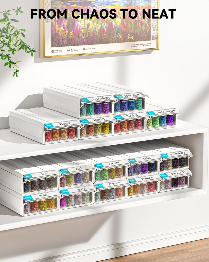 ARTDOT 4 Set Diamond Painting Aufbewahrungsbox, Stapelbare 128 Stück 5D Diamant Painting Zubehör mit