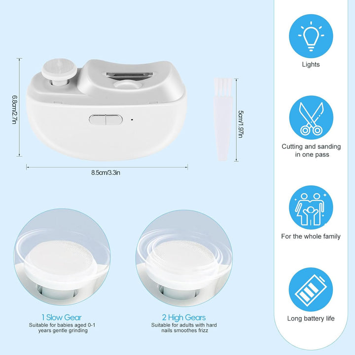 Vusddy 2-in-1 Elektrische Nagelknipser und Nagelfeile für Babys, automatischer Nagelschneider mit Li