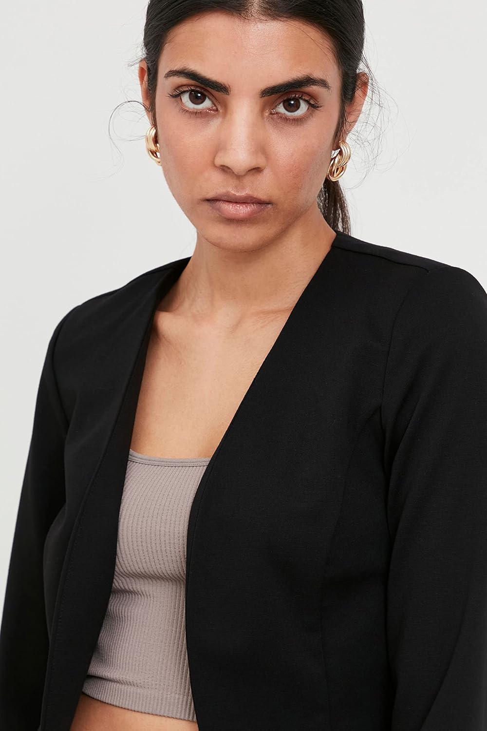 ICHI IHKATE Short BL Damen Blazer Kurzblazer Jacke Kurzblazer mit Stretch, 194008_black