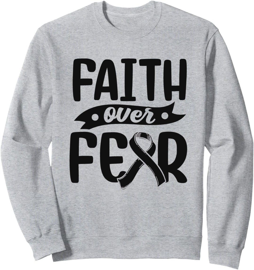 Brustkrebs Vorsorge Bewusstsein Faith Over Fear Krebspatient Sweatshirt