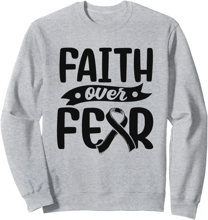 Brustkrebs Vorsorge Bewusstsein Faith Over Fear Krebspatient Sweatshirt