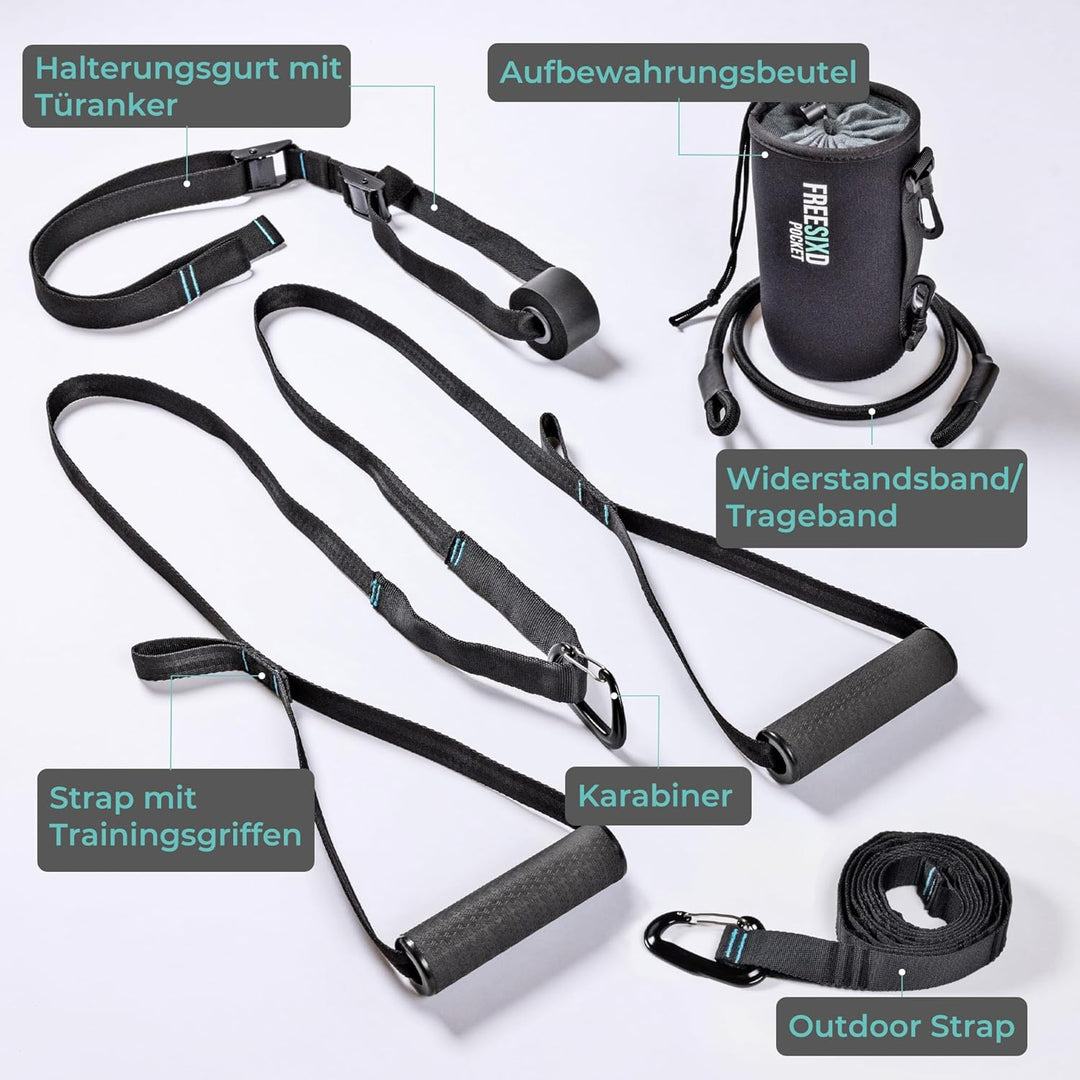 Pocket Schlingentrainer - Kompakter Sling Trainer für Ganzkörpertraining | Suspension Trainer für Zu