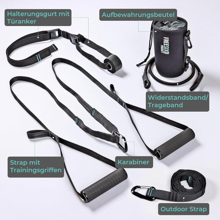 Pocket Schlingentrainer - Kompakter Sling Trainer für Ganzkörpertraining | Suspension Trainer für Zu