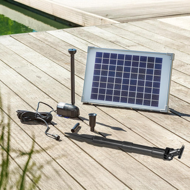 Solar Teichpumpe 10 Watt Solarmodul 610 l/h Förderleistung 1,5 m Förderhöhe Komplettset Gartenteich,