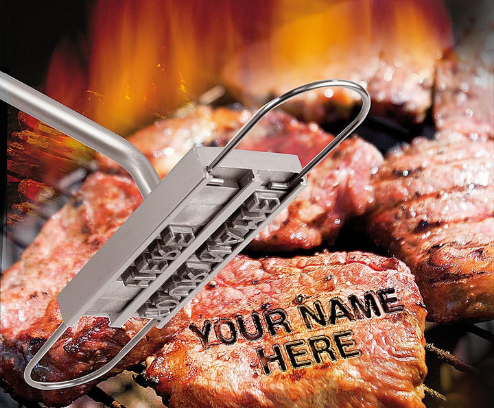 infactory Grilleisen: 2er-Set BBQ-Brandeisen mit wechselbaren Buchstaben (Grillstempel, BBQ Grill Br