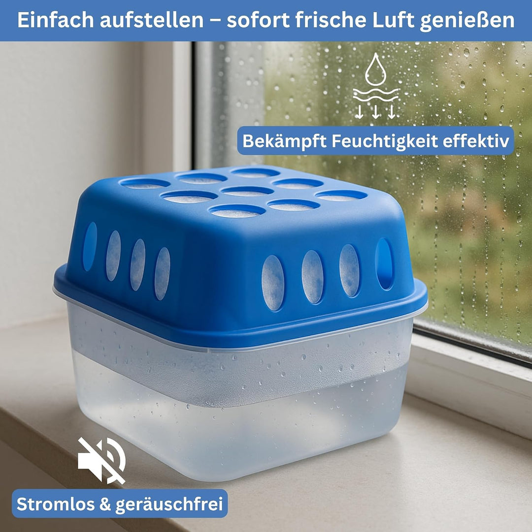 Luftentfeuchter ohne Strom Entfeuchter Box Wiederverwendbar Nachfüllbar Granulat für Bad Keller Wohn