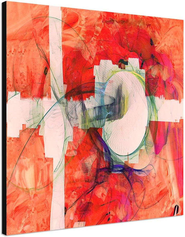 Paul Sinus Art Fremder Moment - Abstrakt377_60x60cm Bild auf Leinwand Abstraktes Wandbild knallig ro