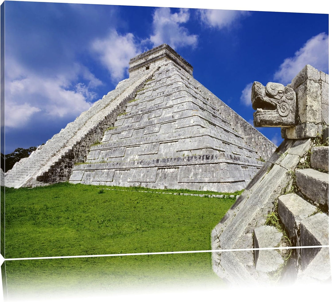Schöner Maya Tempel in Mexiko Format: 100x70 auf Leinwand, XXL riesige Bilder fertig gerahmt mit Kei