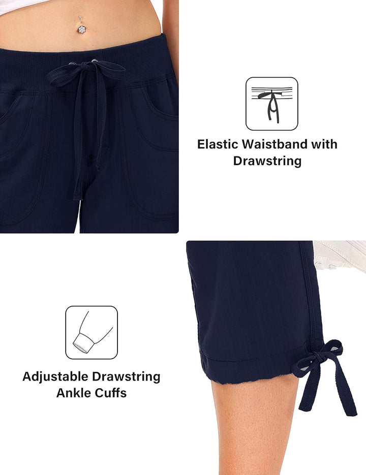 JINSHI Hosen Damen Sommer Cargohose 3/4 Hose Caprihose Freizeithose Wanderhosen Outdoorhose mit Mehr