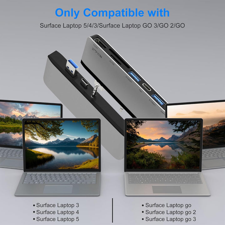 Surface Hub Dockingstation für Laptop mit 4K@30HZ HDMI +2*USB 3.0 +USB-C +SD/TF Kartensteckplatz +3,