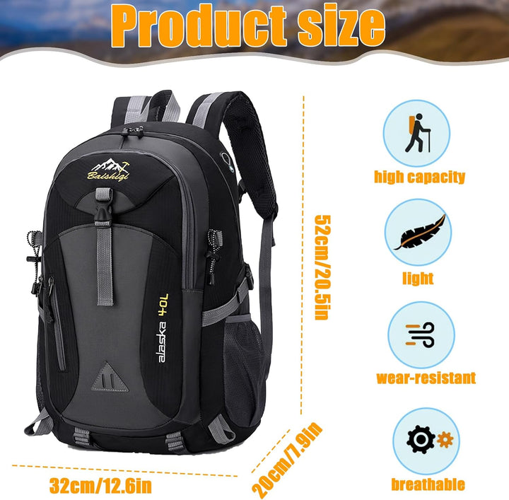 Funmo 40L Wanderrucksack Herren Damen, Grosse Kapazität Travel Rucksack Trekkingrucksack Multifunkti