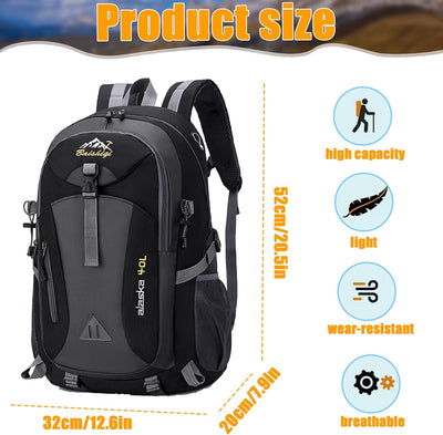 Wanderrucksack 40L Herren Damen Trekkingrucksack Wasserdichter Rucksack Leicht Gross Reiserucksack,