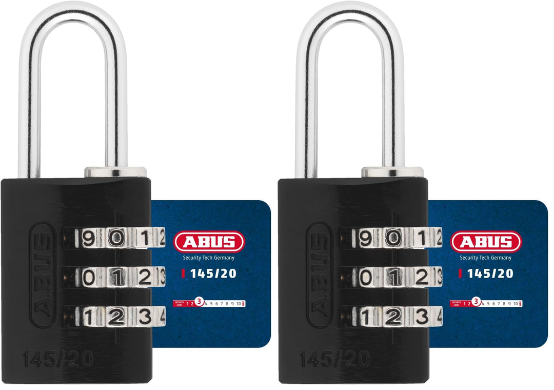 ABUS Hangslot Code 145/20 Schwarz (Packung mit 2) 20mm (Packung mit 2), 20mm (Packung mit 2)