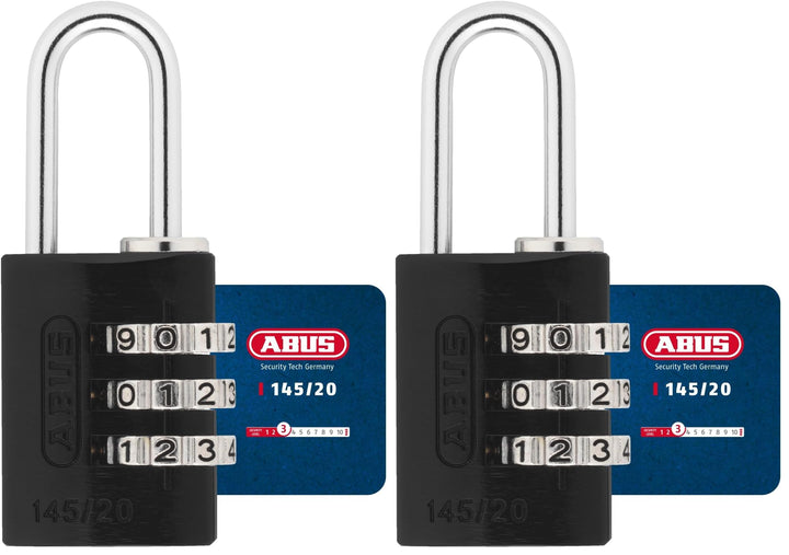 ABUS Hangslot Code 145/20 Schwarz (Packung mit 2) 20mm (Packung mit 2), 20mm (Packung mit 2)