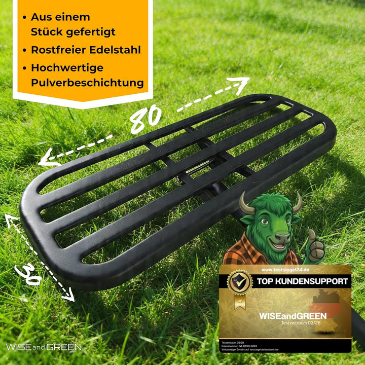 Rasenrakel mit runden Ecken von WISEandGREEN | 80x30cm | Kein Verkanten – Schonende perfekte Rasenpf