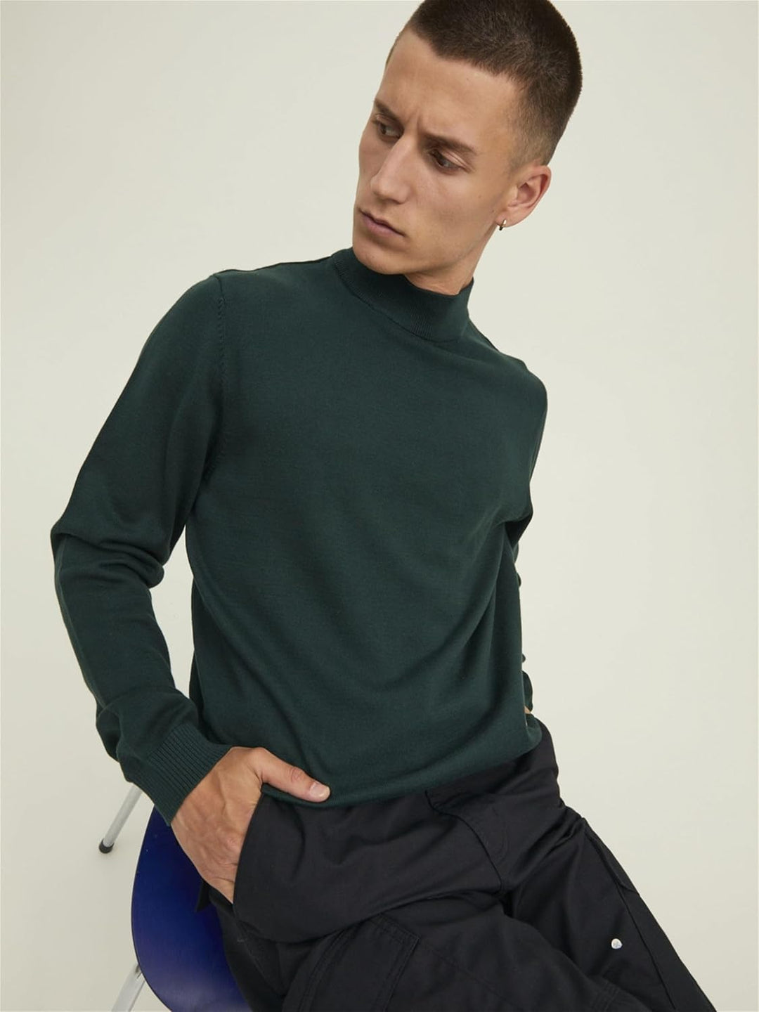 JACK & JONES Herren Jjebasic Knit Mock Neck Noos Pullover, Pine Grove