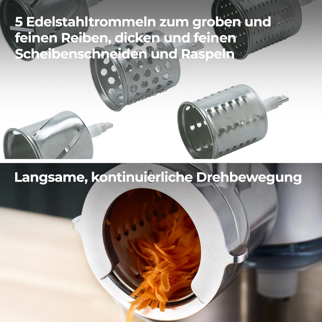 Kenwood Trommelraffel KAX643ME, Zubehör für Kenwood Küchenmaschinen, elektrischer Zerkleinerer zum S