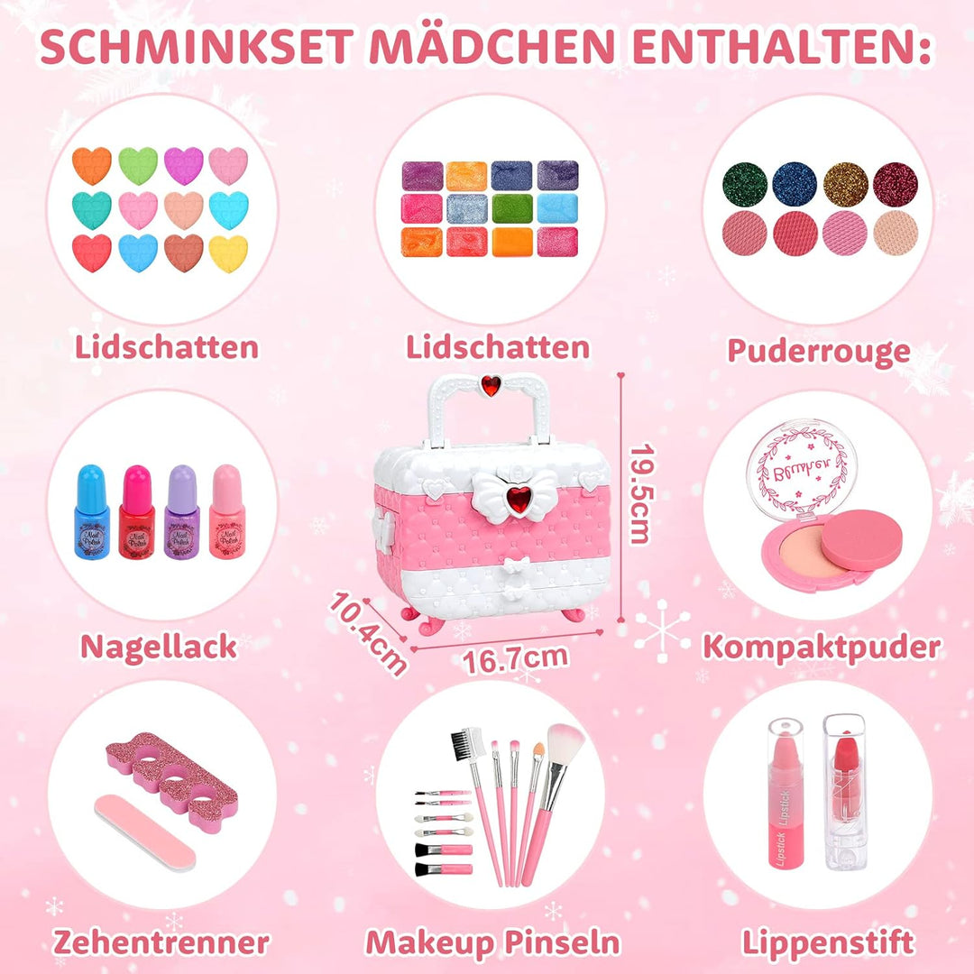 Kinderschminke Set Schminkkoffer Mädchen - 55Pcs Waschbar Kinder Schminke für Mädchen, Kinder Schmin