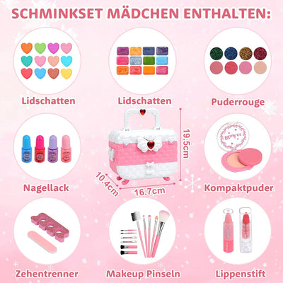 Kinderschminke Set Schminkkoffer Mädchen - 55Pcs Waschbar Kinder Schminke für Mädchen, Kinder Schmin