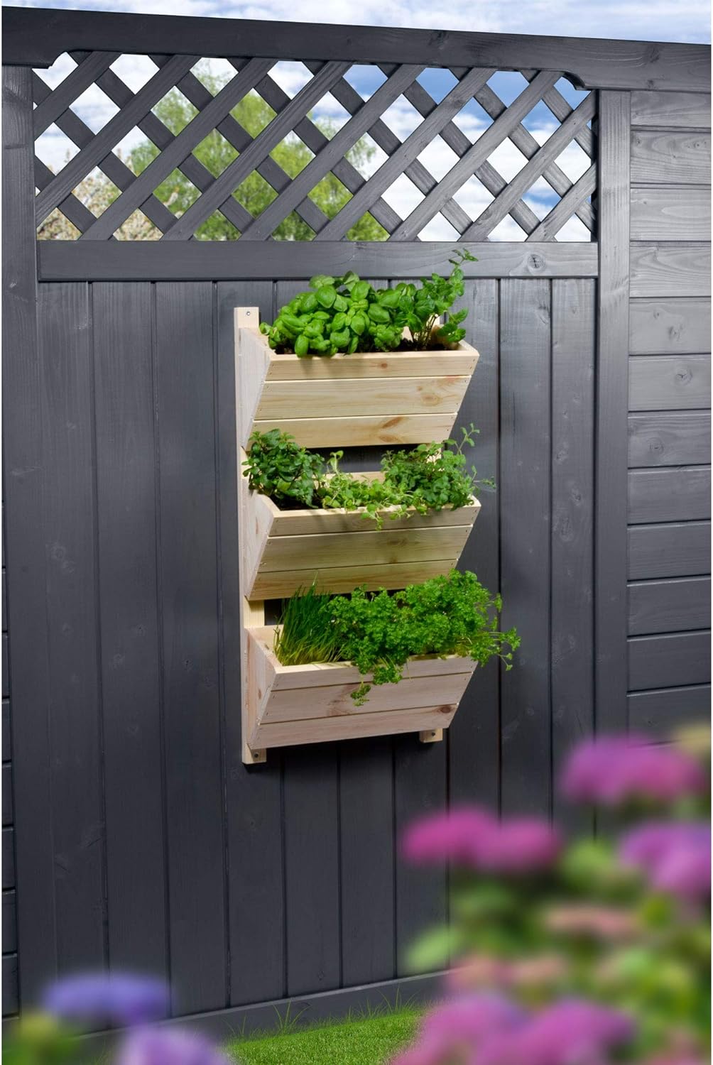 dobar® Green Label 58383FSCe Wandbeet mit 3 Pflanzkästen | Blumentreppe aus Holz | Blumenleiter für