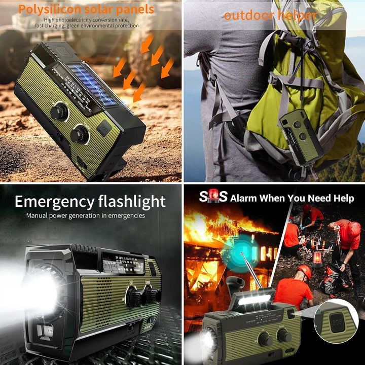 Notfall-Solar Radio,Solarbaby Selbstbetriebenes Kurbelradio mit LED-Taschenlampe, SOS-Alarm,AM/FM We