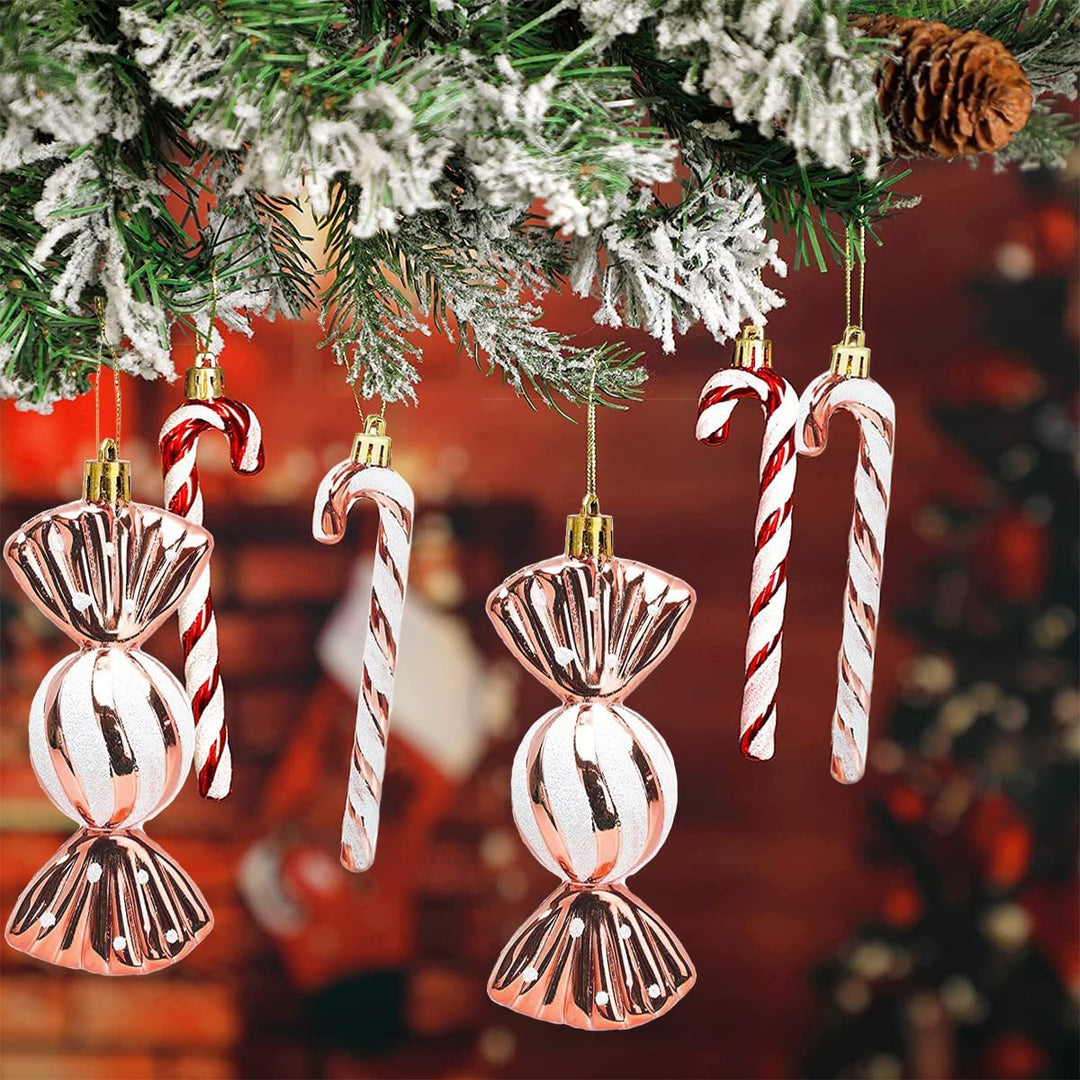 18 Stück Zuckerstangen Weihnachten Deko Weihnachtskugeln Zuckerstangen Deko Glitzer Weihnachtsbaumsc