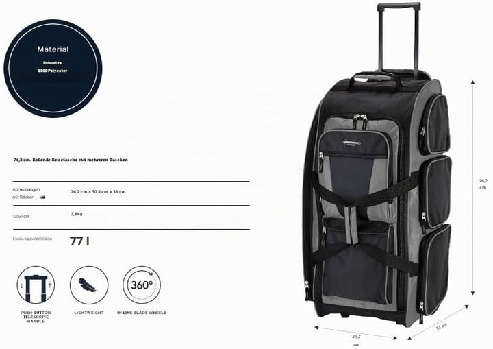 Travelers Club Xpedition Reisetasche, 76,2 cm (30 Zoll), anthrazit, 30" Suitcase, Xpedition Reisetas