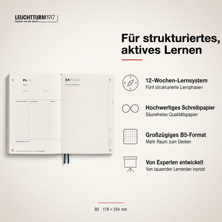 LEUCHTTURM1917 367501 Learning Journal Composition (B5), Flexcover, Pacific Green, Englisch Englisch