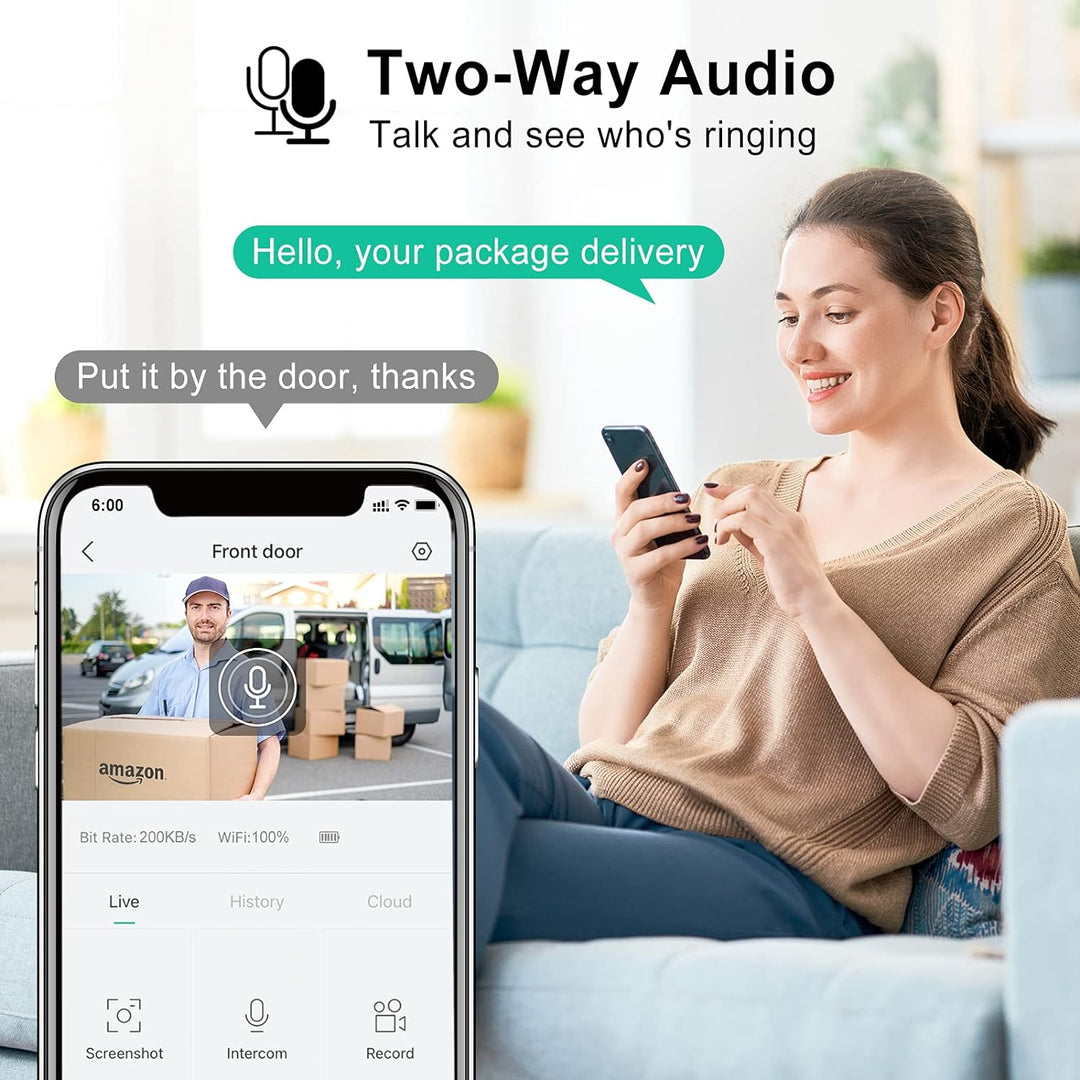 XTU WLAN Video Türklingel mit Kamera 2K HD Kabellose Video Doorbell mit Gong, Smarte Türklingel mit