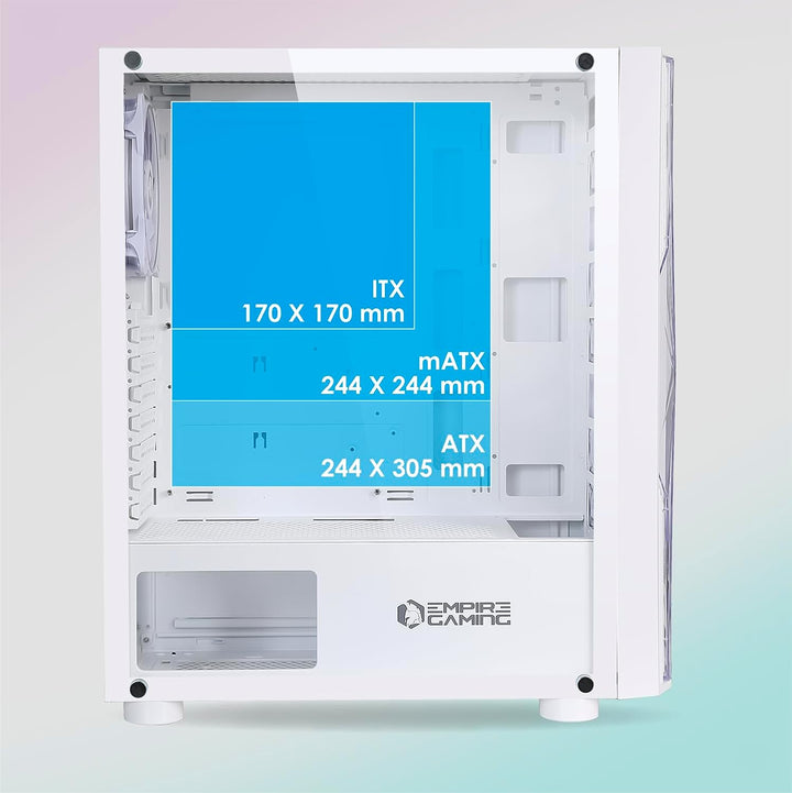 EMPIRE GAMING - PC-Gehäuse für Gamer Diamond – ARGB Medium Tower ATX/ITX – Plexiglasfront und Seiten