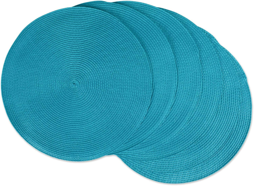 DII Klassische gewebte runde Tischsets, 38,1 cm Durchmesser, Baja Blue, 6 Stück, Baja Blue