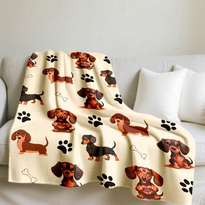 Dackel Kuscheldecke Flauschig 130x150 - Warm Blanket für Sofa & Couch, DackelGeschenk für Frauen Män