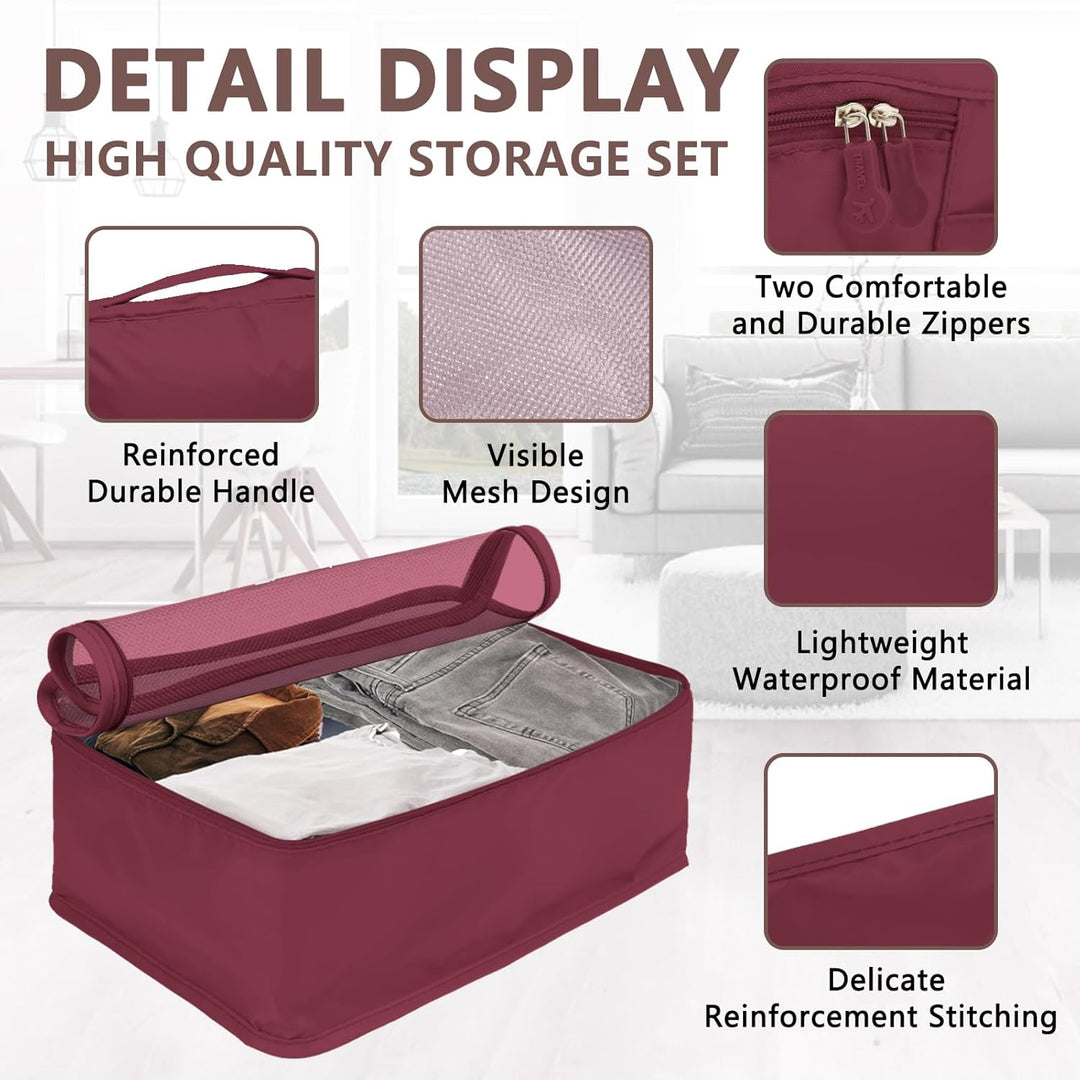 Grosse Koffer Organizer Set 12-teilig, Wasserdichte Packwürfel, Travel Organizer zum Gepäckpacken, F