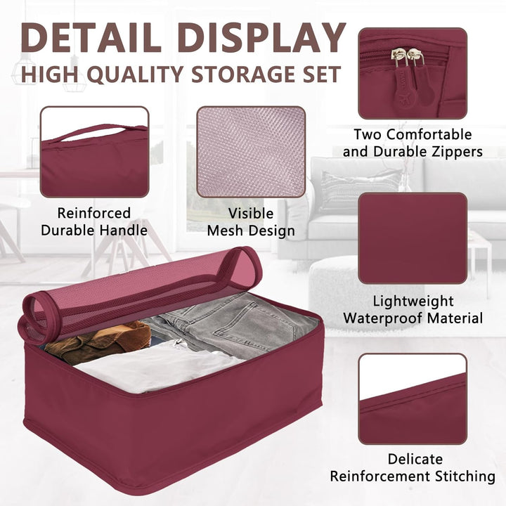 Grosse Koffer Organizer Set 12-teilig, Wasserdichte Packwürfel, Travel Organizer zum Gepäckpacken, F