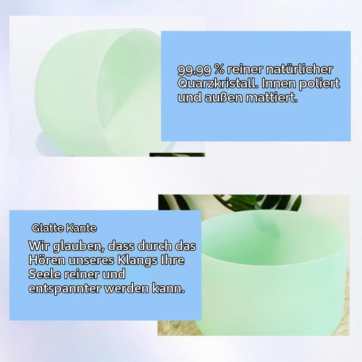 Hye-eun 432hz Kristall Klangschalen Set, 7-12 Zoll Minzgrün Farbe Quarz Crystal Singing Bowl Meditat