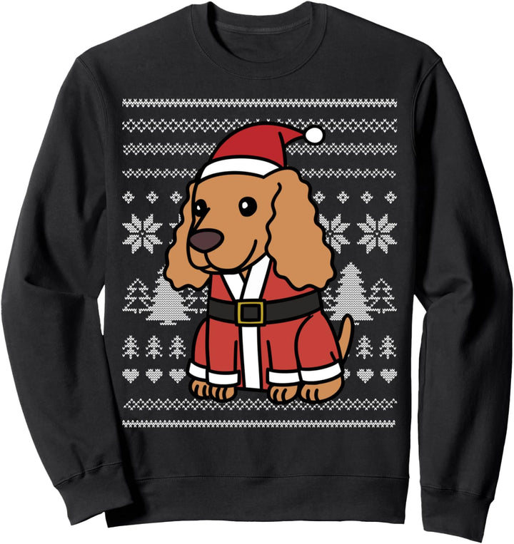 Cartoon Cocker Spaniel Lustiger Hund Weihnachten Geschenk Sweatshirt