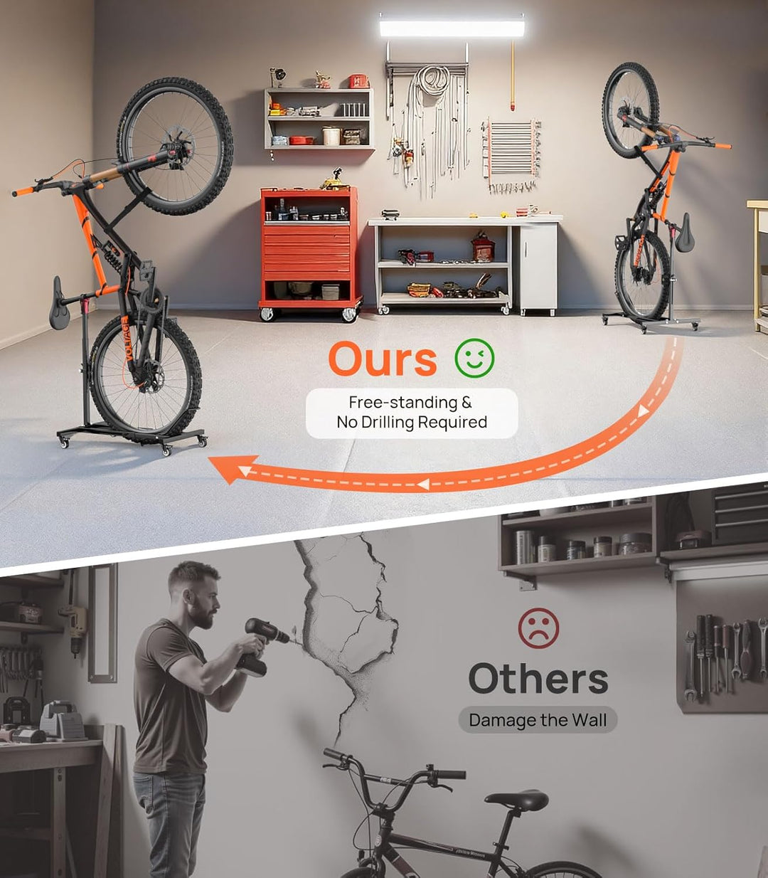Housolution Vertikaler Fahrradständer mit Rädern, Freistehender Fahrradständer für Räder bis zu 29",