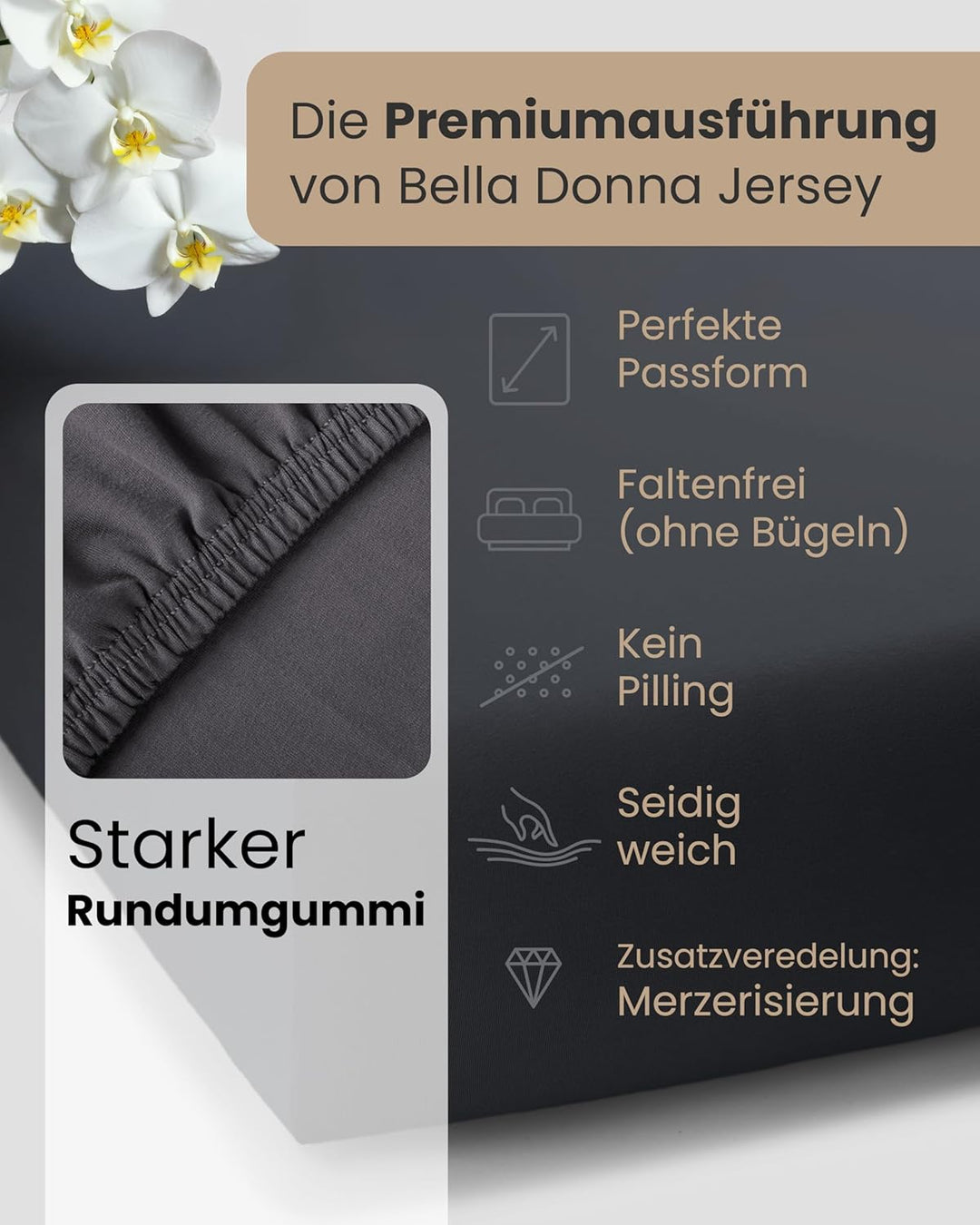 Formesse Bella Donna Premium Spannbetttuch Silber, 90x190-100x220 cm Silber 90x190 - 100x220 cm, Sil