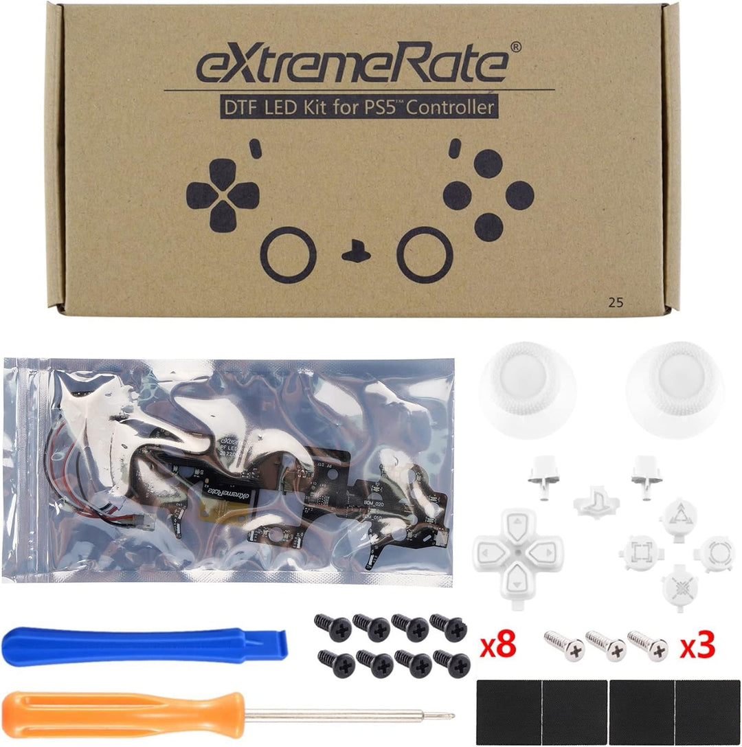 eXtremeRate 9 Modi 7 Farben DTF V3 LED Kit für ps5 Controller Ersatz Leuchttaste D-Pad Thumbsticks S