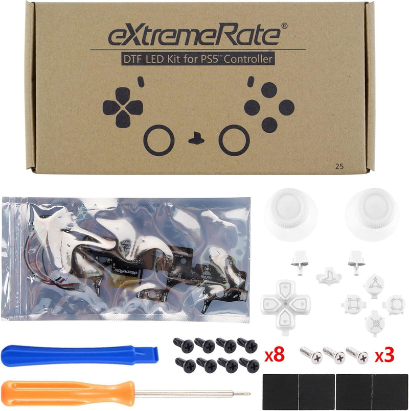 eXtremeRate 9 Modi 7 Farben DTF V3 LED Kit für ps5 Controller Ersatz Leuchttaste D-Pad Thumbsticks S