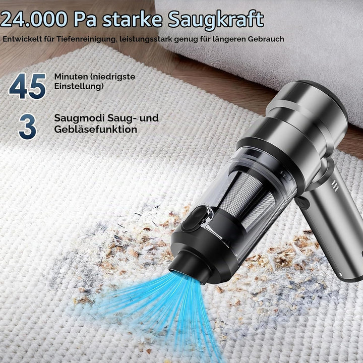 4-in-1 Handstaubsauger,Auto Staubsauger Stark, 24000PA Handstaubsauger Akku Kabellos Autostaubsauger