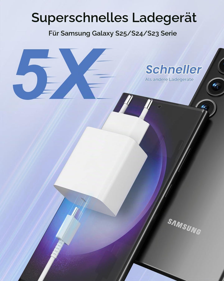 45W USB C Schnellladegerät 2-Pack + 2M Kabel - PPS Super Fast Charging für Samsung Galaxy S25/S24/S2